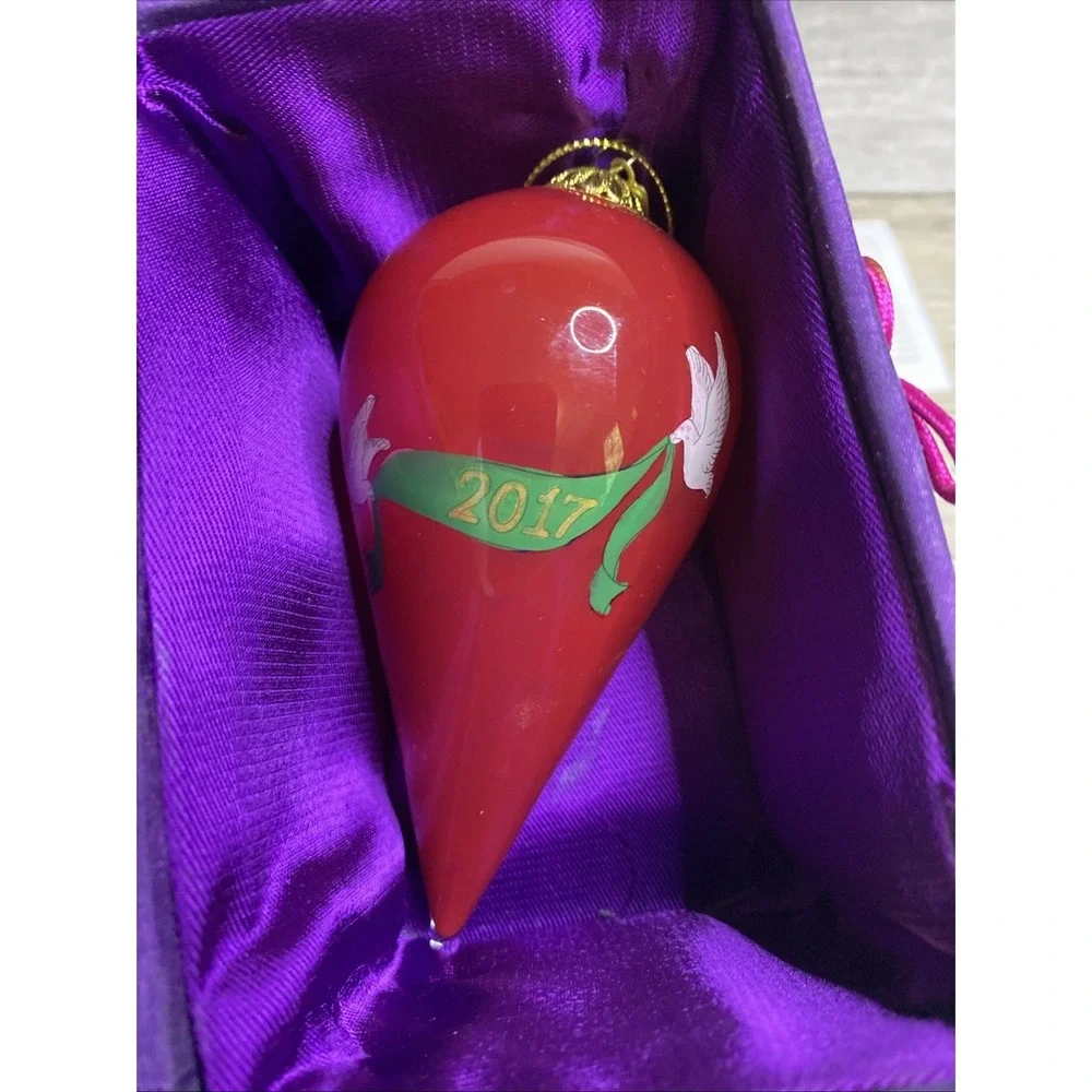 Pier 1 Imports Li Bien Christmas Angel Violin Red Glass Teardrop Ornament 2017